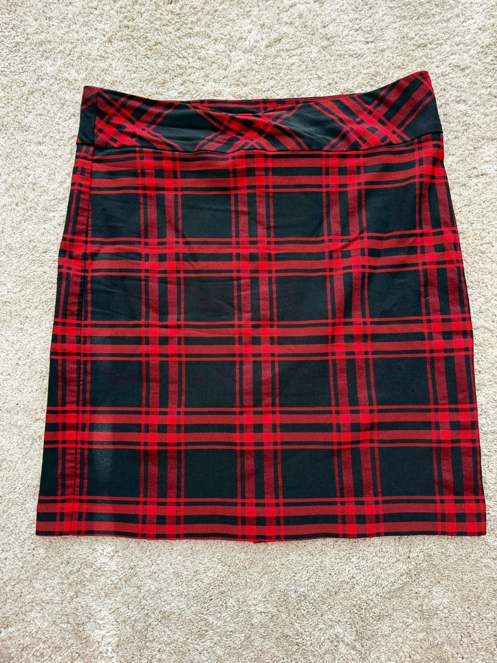 Margaret M Red and Black Plaid Pencil Skirt